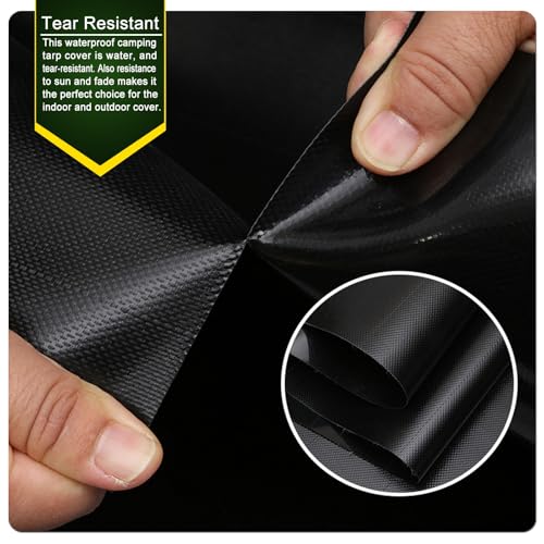 Telo Impermeabile Da Esterno 2.8 X 3 M Resistente Alle Intemperie, Impermeabile Impermeabile Copri Stendino, Telone Per Barche Per Mobili, Legna, Campeggio, Bici, Nero - 4