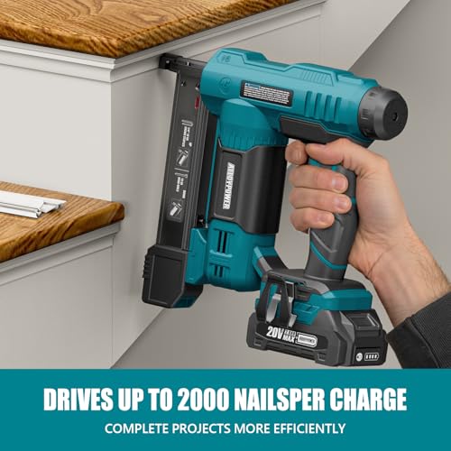 Image of ALLOYPOWER 2 in 1 Cordless Brad Nailer /Electric Stapler with 2.0Ah Battery and Charger,1000pcs Nails and 500pcs Staples Included for Home Improvement & Woodworking