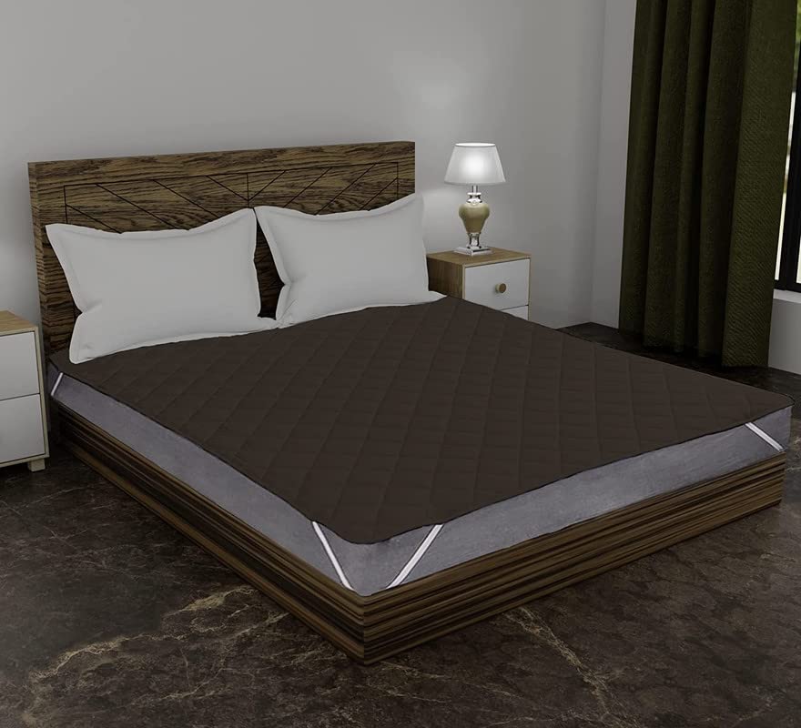 Rajasthan Crafts Soft Feel Quilted Bed Cover Waterproof Mattress Protector| Breathable - Hypoallergenic Mattresses Cover King Size (72x78 inch | 6x6.50 feet, Brown)