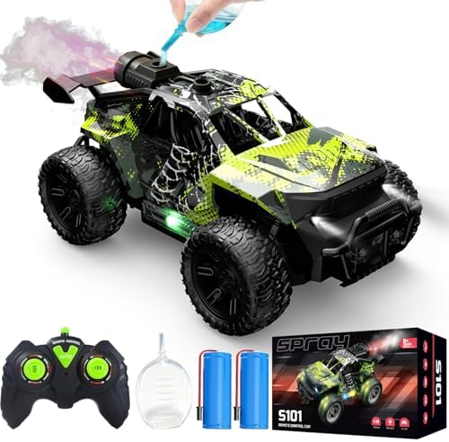 1:18 RC Monster Truck for Boys, Kids 4-7-8-12,All-Terrain Off-Road Remote Control Car with LED Lights & Spray, 40 Min Playtime, 2.4GHz Fast Response Graffiti RC Truck Jeep Toy