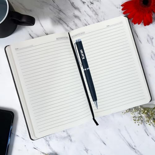 Image of Giftana Personalized Diary with Pen Gift Set for Men and Women, 2 in 1 Customized Jute Pocket Diaries Gift Set for Doctor, Husband, Father, Personalised Corporate Gifts for Employee (Black)