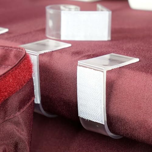 TABLECLOTHSFACTORY 12 PCS Adjustable Clear Plastic Large Table Skirt Clips for Kitchen Dining Catering Wedding Party Decorations - 1.2