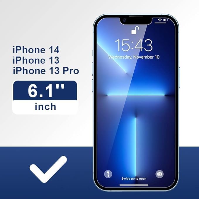 Image of IQShield Screen Protector Tempered Glass Guard for iPhone 14 / 16E and iPhone 13 /13 Pro - 9H Hardness, HD Clear, Case Friendly [1 Pack]