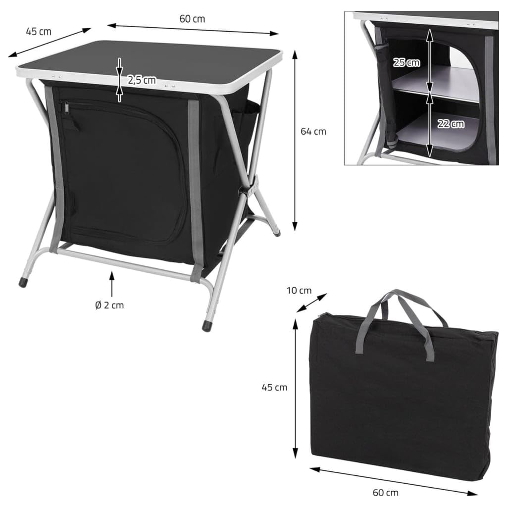 Redcliffs Meuble de Camping Pliable avec Plateau et étagères