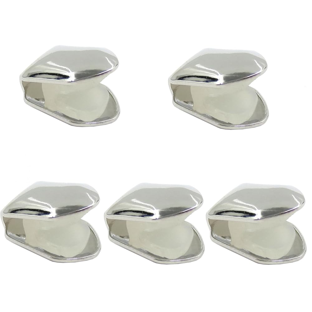 5 PCS Hip Hop Tooth Grill Single Gold Plated Top Tooth Cap Rapper Style Dental Grillz Halloween Costume Party Accessories Gold Silver (Silver)