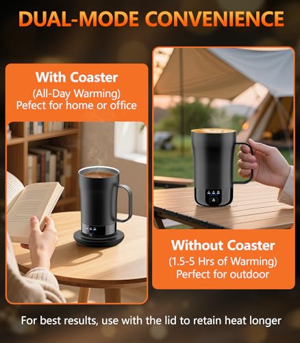 Image of Self-Heating Coffee Mug, 14oz Heated Coffee Mug Rechargeable - Temperature Control Cup Keep Drinks Hot, Smart Cup Great Gift for Women & Slow Sippers