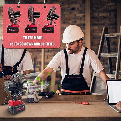 Portable Cordless Fan Compatible with Milwaukee M18 18V Battery,Battery-powered Cooling Fan for Workshop Outdoor Camping Travel,Powerful Air Circulation at Work,M18 Jobsite Blower Bare Tool