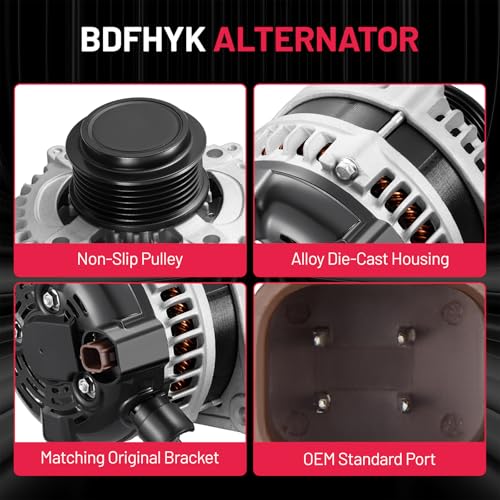 Image of BDFHYK Alternator Compatible with Honda Odyssey 2014-2017 3.5L V6 Replace 11775,400-52718R,31100-RV0-A11,31100-RV0-A11RM,31100RV0A11RM,104211-8520,1042118520,31100-RV0-A11,31100-RV0-A11RM