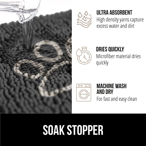 Image of GORILLA GRIP Dog Doormat, Absorbent Doormats for Muddy Dogs Paws, 60x36 Machine Washable SoakSTOPPER Rugs, Cleaner Floors, US Designed Pet Bed Door Mat, Indoor Entrance Pets Rug,Charcoal