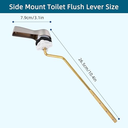 Miniatura 2 de Hygie Rinse Manija de inodoro de metal de repuesto para manija de inodoro, mango de inodoro universal de montaje lateral con cadenas de acero