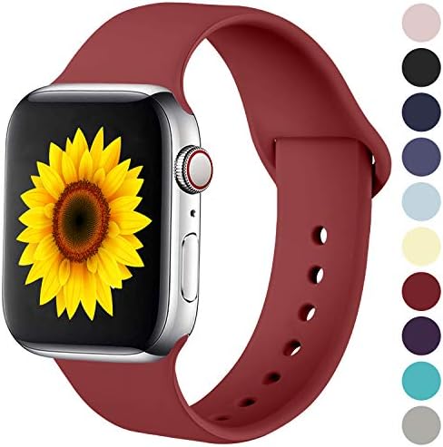 ilopee Waterproof Sport Band Compatible with Apple Watch Series 5 4 3 2 1, Fashionable Strap for iWatch 42mm 44mm, Red, M/L