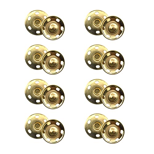 Hao Pro Sew on Snap Button 25mm Dia Press Stud Metal Fastener Stay Put Close Clip Tightly Smooth Touch for Sew Clothes DIY Craft Thick Cotton Gold 8pcs