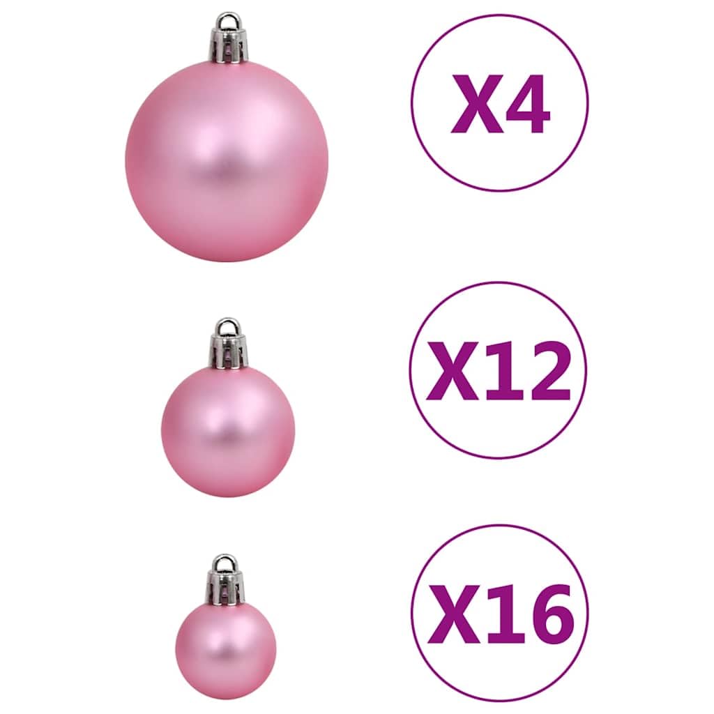111-teilige Weihnachtskugel Set Rosa Polystyrol 3 cm 4 cm 6 cm, mit Stern und Schneeflocke, Schlaufe zum Aufhängen, für Baum und Winterdeko, Schmuck