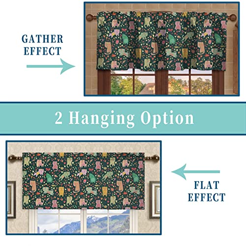 Cat Theme Valances Curtains,Cartoon Feline Animal Pattern For Living Room Valance For Windows Rod Pocket Curtain Valance,Multicolor,42" By 18" #TOP4