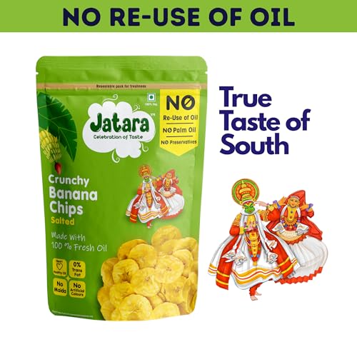 Image of Jatara Banana Chips - Salted 180g | Crunchy Banana Wafers | Light Snack | Tea-Time Munch (Pack of 3)