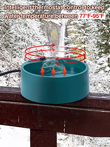 Mewtogo Heated Bird Bath, 68 Oz Bird Baths For Outdoors 100W Deep Birdbath Heater Bird Water Feeder For Winter Garden Deck Yard Animals Wild Bird Pet Dogs Drink Water #TOP2