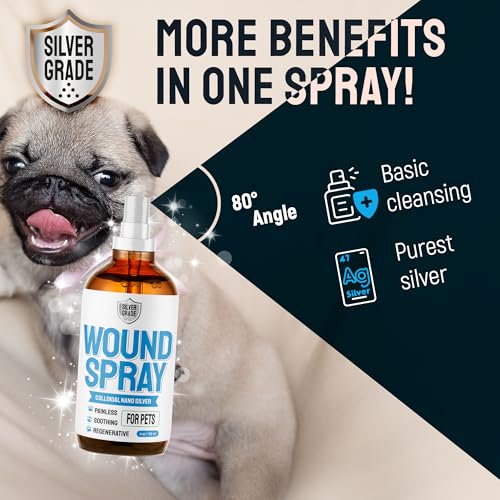 Image of SILVER GRADE Wound Spray for Pets - Colloidal Silver Wound Care for Dogs & Cats - Helps with Skin Irritation, Hot Spots, Rashes, Scratching, Itch, Bites & Burns - Use a Dog Cone - 4 oz
