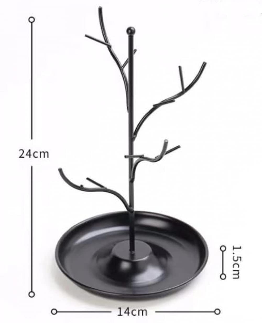 Présentoir à Bijoux à 5 Niveaux En Métal Et Bois - Support Pour Colliers, Boucles D'oreilles, Montres, Bagues (Noir) - 9