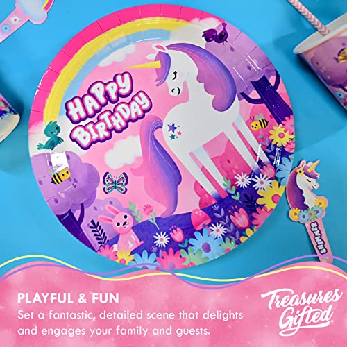 Treasures Gifted Rainbow Unicorn Plates 24Ct - 9In Dinner Unicorn Party Plates - Unicorn Party Supplies - Unicorn Birthday Party Supplies - Unicorn Rainbow Party Decorations - Unicorn Birthday Plates #TOP3