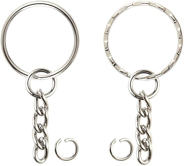 TUPARKA 40 PCS Keyring Blanks Split Metal Keyring Crafts DIY Key Rings with Open Jump Rings and Link Chain