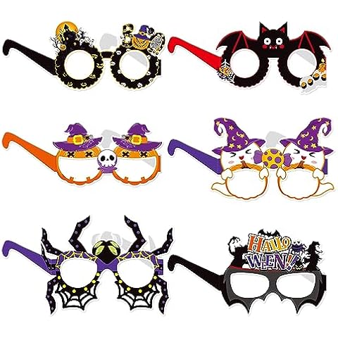 OURUOLA Halloween Scary Party-Decorations Photo-Booth Props - 12 pcs Bats Witch Spiders Pumpkin Sunglasses Photography Decor,Kids Boys Girls Birthday Supplies Cover