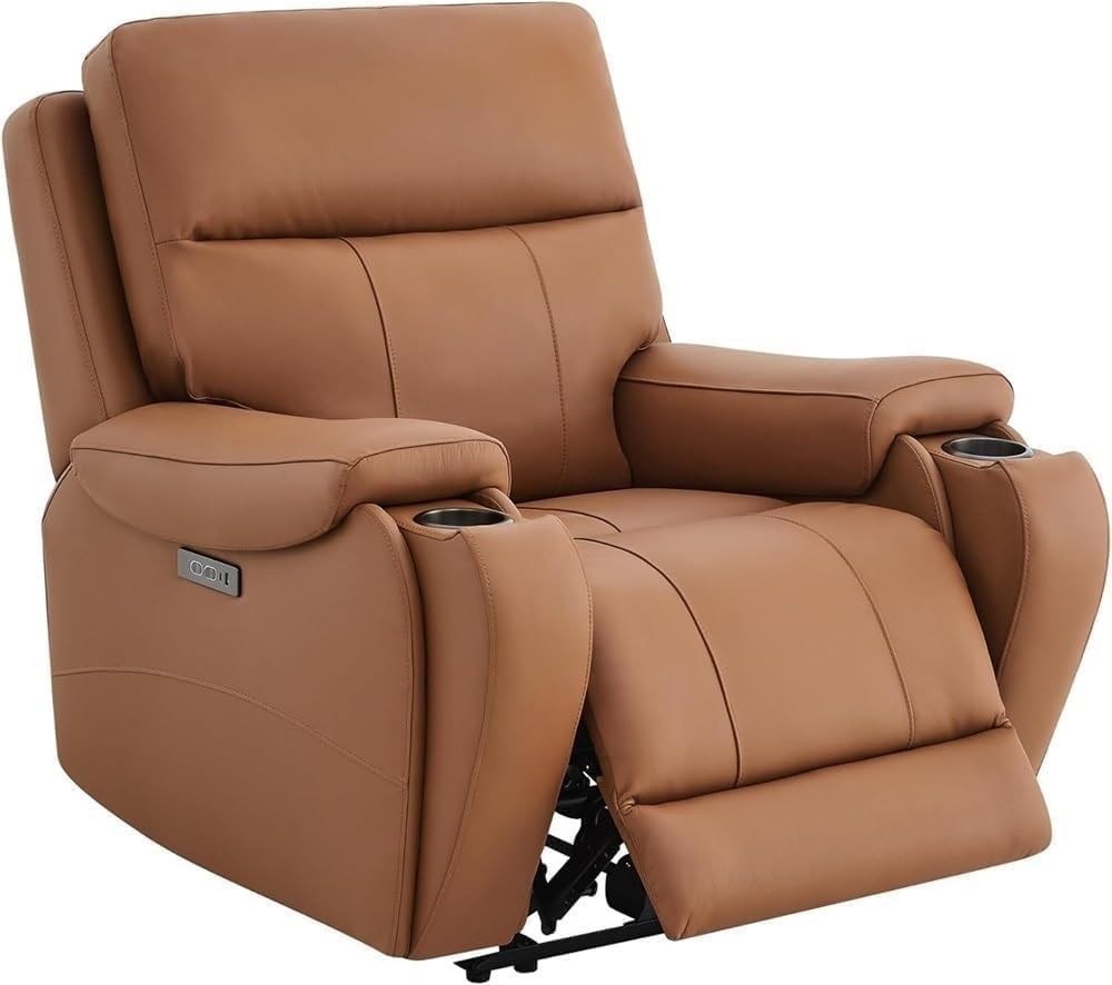 Electric Lift Recliner Chair with Heat Massage Adjustable Lay Flat Genuine Leather Reclining Sofa for Elderly Home Theater Living Room Seating