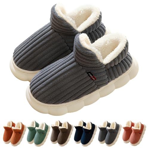 Hoomall Chaussons Chauds Douillets Femme en Forme de Nuage AntidéRapant Comfortable en Mousse Maison Intérieur Slippers Hiver Femmes Hommes Adultes(Gris,44/45 EU)