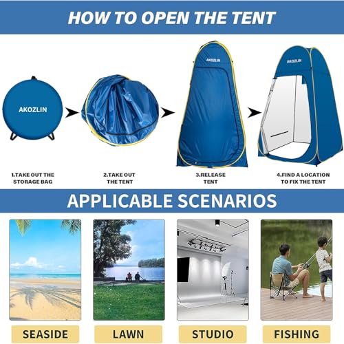 Image of AKOZLIN Portable Pop Up Shower Tent Instant Privacy Dressing Changing Shelter Outdoor Shower Room Camp Toilet Tent 74.8 inch High