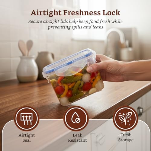 Image of Amazon Brand - Solimo Square Plastic Storage Jar & Container Set | Airtight Lid | BPA-Free Plastic | Microwave Safe | Dishwasher Safe | Kitchen Storage | 350ml, 730ml, 1200ml & 2000ml | Set of 8