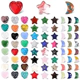 Hpmjz 72 Pieces Bulk Thumb Worry Stones Star and Moon Crystals Heart-Shaped Polished Palm Gemstone Natural Assorted Crystals for Meditation Reiki Balancing Supplies DIY Decor