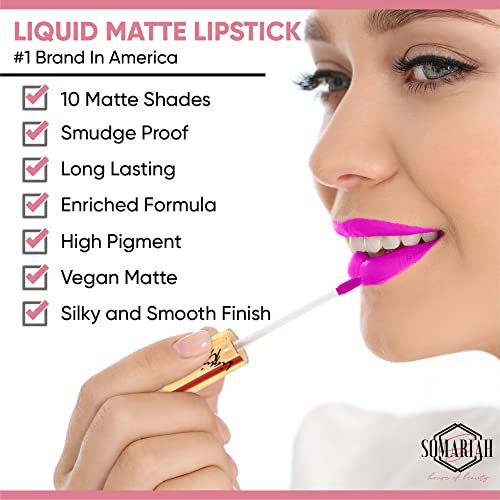 Somariah Liquid Matte Lipstick - Liquid Lipstick For Women - Waterproof Lip Stick With Long-Lasting Formula – Moisturizing And Comfortable – Smooth Finish With High-Precision Applicator (Magenta Me) #TOP2