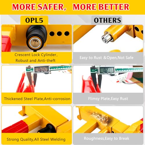 Opl5 JB-330-2 Wheel Lock, 2 Packs Universal Wheel Clamp Lock,Heavy-Duty Car Security Trailer Tires Wheel Lock,Adjustable Trailer Wheel Lock Tires Anti Theft thumb #3