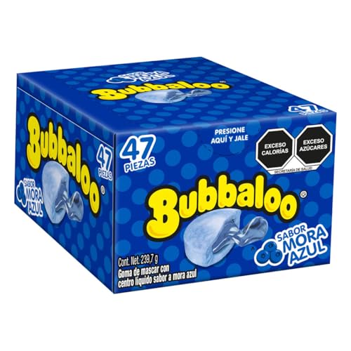 Bubbaloo Adams- goma de mascar 47 pz- varios sabores (Mora Azul, 47pz)