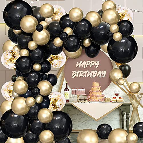 Ballons en latex numérotés noir et blanc avec doré de 23 cm - 6 unités