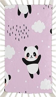 Cartoon Panda Crib Sheets for Boys, Girls Machine Washable Soft Cozy Microfiber Fitted Crib Sheet for Standard Crib and Toddler Mattresses Boys Girls 28x52 Inch