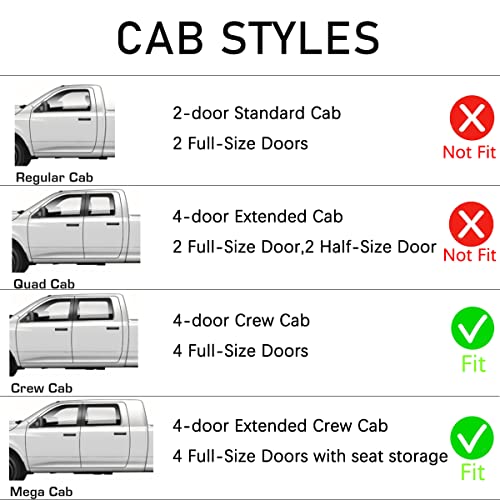 WV194109 Extra Durable In-Channel Wind Deflector Visor Rain Guard, Fit 2009-2018 Dodge Ram 1500 Crew Cab, 2010-2025 Ram 2500 & 3500 Crew & Mega Cab, 2019-2024 Ram 1500 Classic Crew Cab, Smoke, 4-Pcs