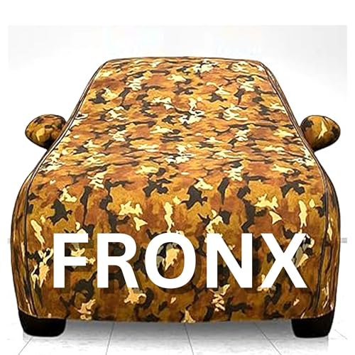 Image of 100% Waterproof Car Cover for Fronx UV Protection, Dustproof, Windproof | Custom Fit with Mirror Pockets, Belt & Buckle | All Weather Outdoor Body Cover (Jungle, Fronx)