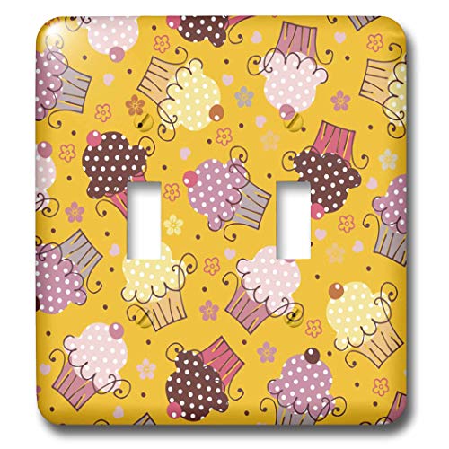 3dRose lsp_35908_2 Cupcakes in Gold - Interruptor de palanca doble