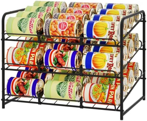 Simple Trending Can Rack Organizer, Stackable Can Storage Dispenser Holds up to 36 Cans for Kitchen Cabinet or Pantry, Black