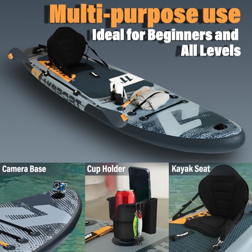 Image of AKSPORT 11' Inflatable Stand-Up Paddle Board with Upgraded SUP Accessories Kit | Extra Wide 34 inch Design | Non-Slip Deck | Premium SUP Board for Adults & Youth of All Levels