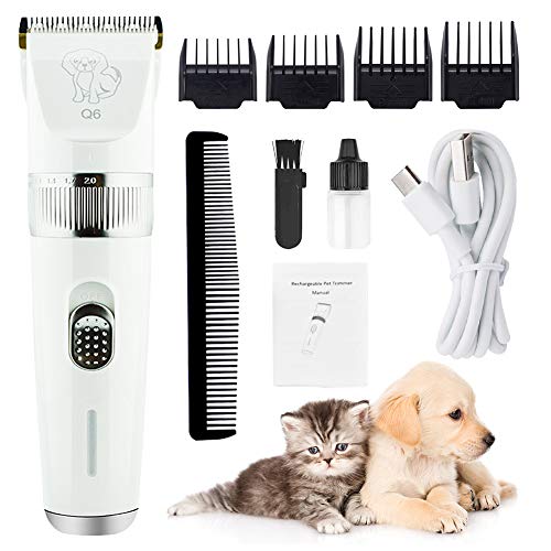 ANTOPM Pet Hair Clippers Kit,Dog Hair Clippers,USB Rechargeable Cat Hair Clippers Low Noise Dog Grooming Shaver Clippers Pet Hair Trimmer with Comb for Dogs, Cats, Pets