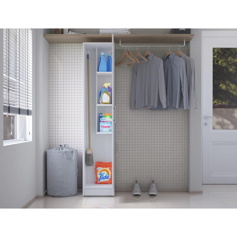 Armoire de Buanderie et Cellier Blanche 5 Niches Larg 35 Haut 170 Prof 31,8 cm