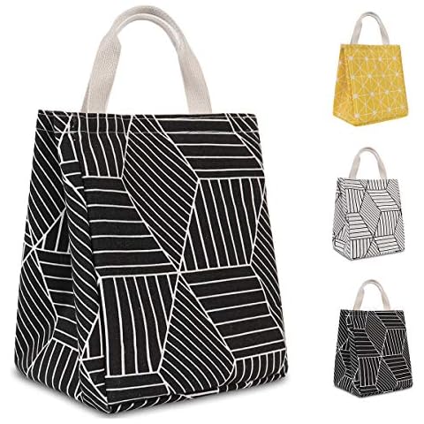 HOMESPON Insulated Lunch Bag Cool Bag Lunch Box Tote for Women Men Adult Kids (Geometric Black) Cover