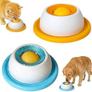2PCS-Hundelickspielzeug-ABS-Leckmatte-Fuer-Hunde-Schleckball-Hund-Nassfutter-Lick-Pad-Mit-Antirutschmatte-Schleckball-Hund-Leckt-Futternapf-mit-Integrierter-Drehkugel-Fuer-Welpen-Katzen