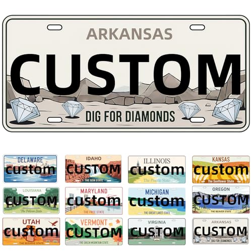 Arkansas Custom License Plate - 6x12 Inch US Universal Size | Supports Text/Image/Logo Customization | Front License Plate Accessories | Fits All US Vehicles | Can Choose from All 61 US States