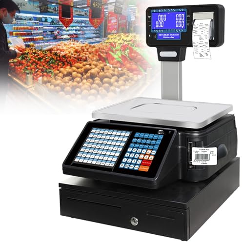 Báscula comercial digital con impresora térmica y pantalla doble miniatura 1
