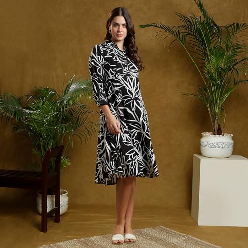 Image of MomToBe Womens Fit And Flare Knee-Length Rayon Maternity /Pregnancy /Easy Breastfeeding /Western Dress with Zippers for Nursing Pre and Post Pregnancy