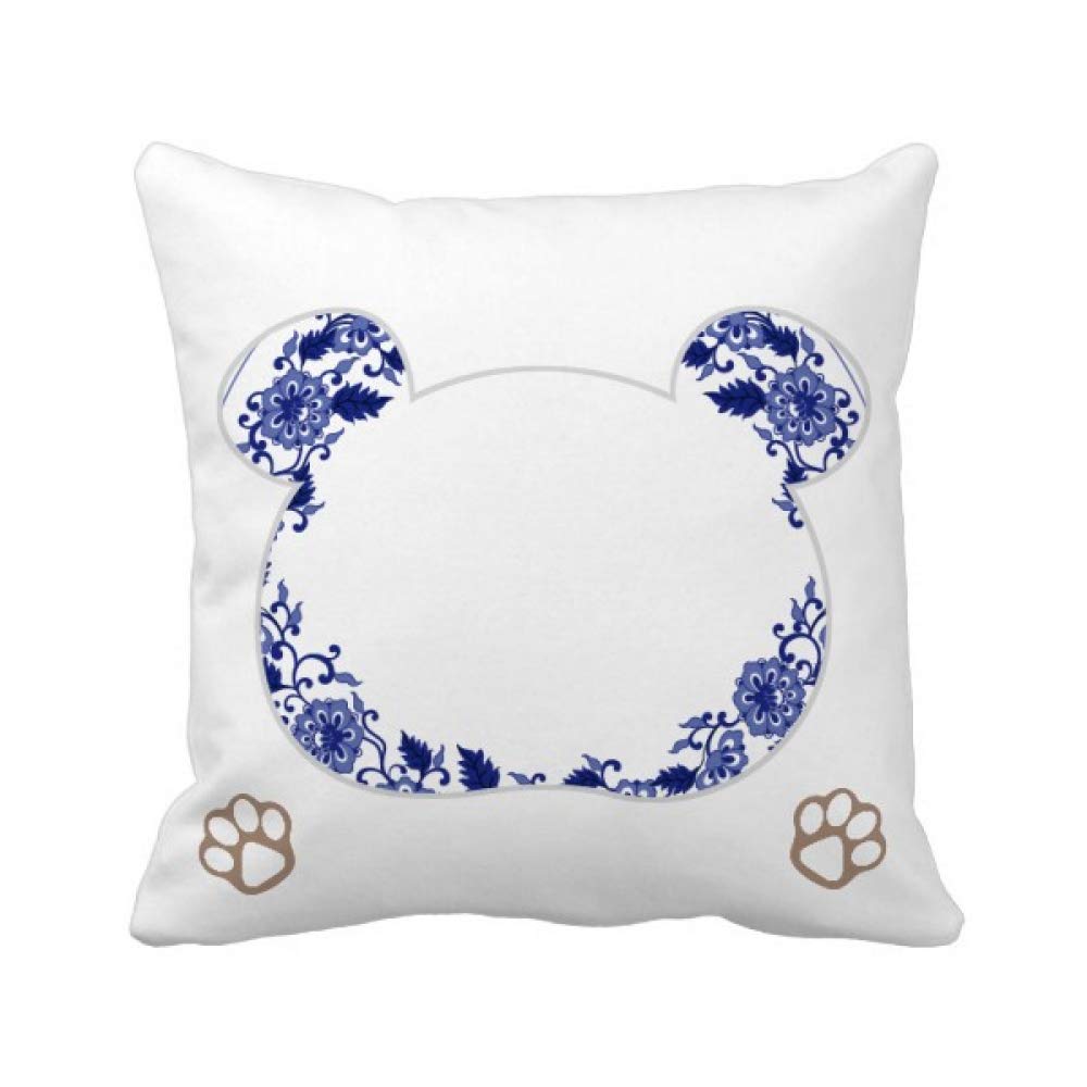 Housse de coussin motif ours fleurs bleu décoration canapé lit