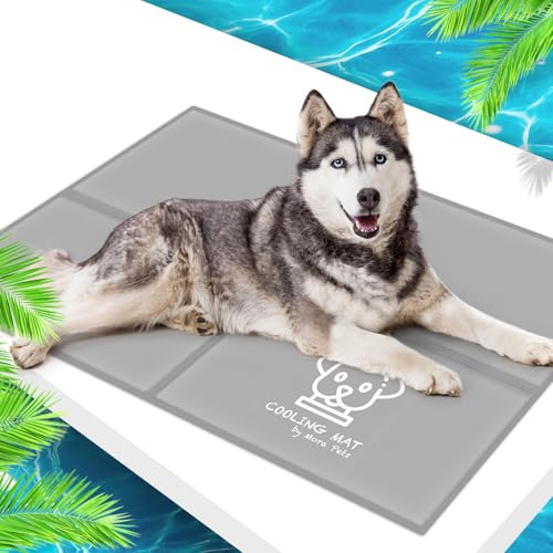 Pawtasy Kühlmatte für Hunde Kühldecke Hunde Kühlkissen mit Ungiftiges Gel für Große Haustiere Hundekühlmatte Selbstkühlend Hundedecke Hund Kühl Kühlende Hundematte- XXL 120 x 80 cm Grau