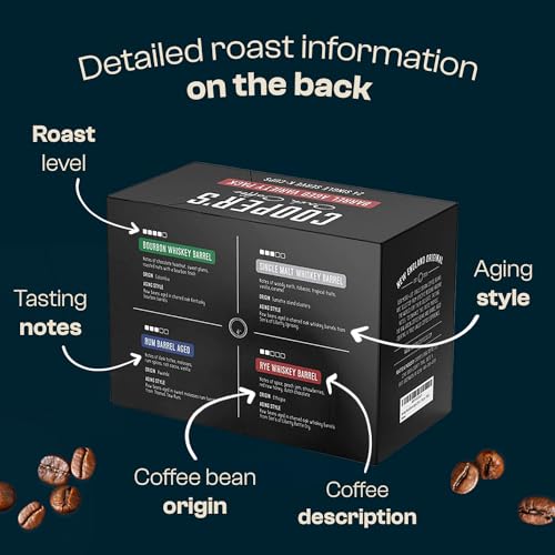 Bourbon Barrel Aged Coffee 24ct Variety Pack Set, Single Origin Coffee Paired with Bourbon, Rye Whiskey, Malt Whiskey and Rum and Ethiopian, Sumatra, Rwanda and Colombian coffee, 24ct - Thumbnail 5